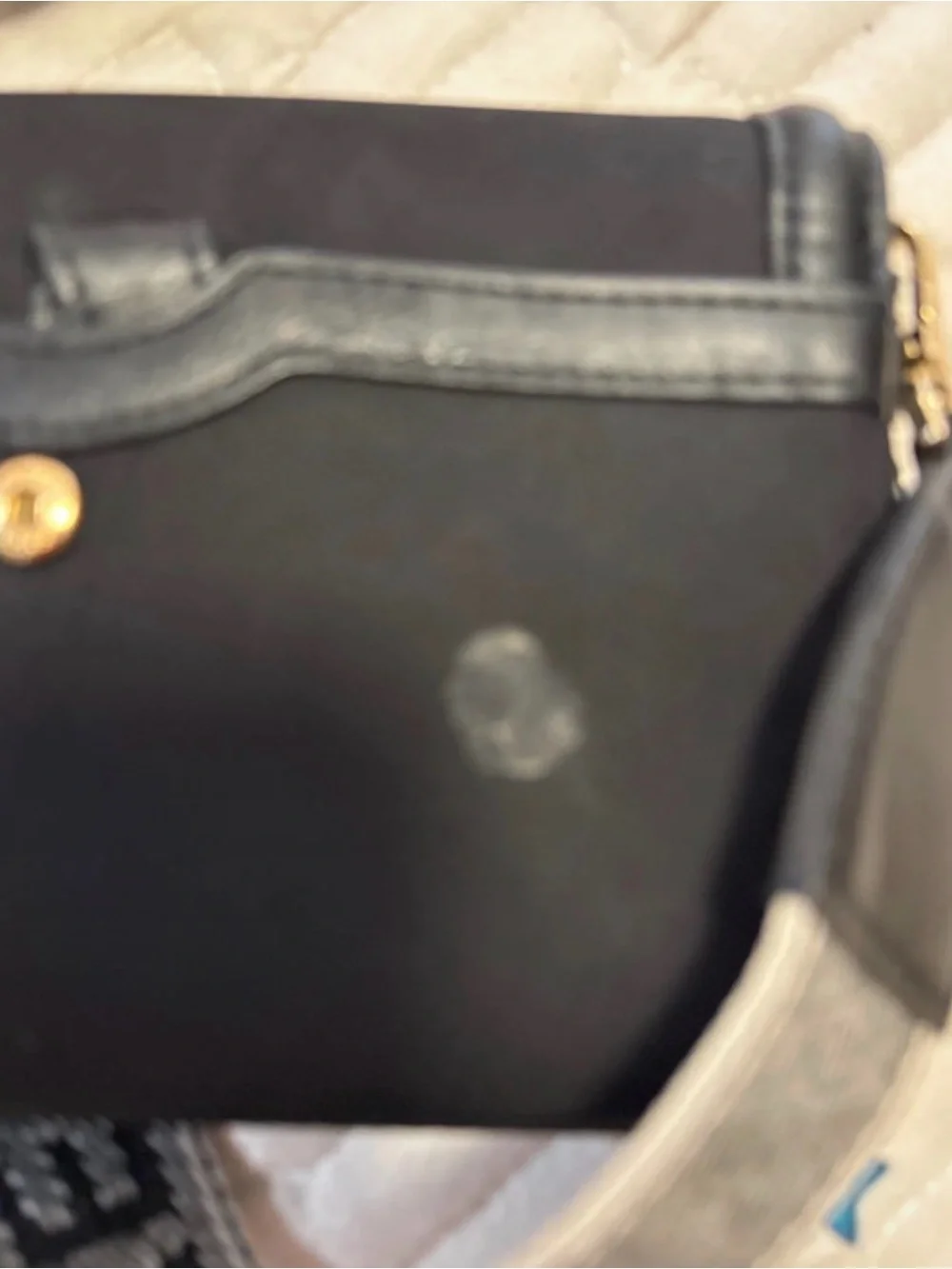 Michael Kors Black Leather Crossbody with Branded Strap and Gold-Tone Logo